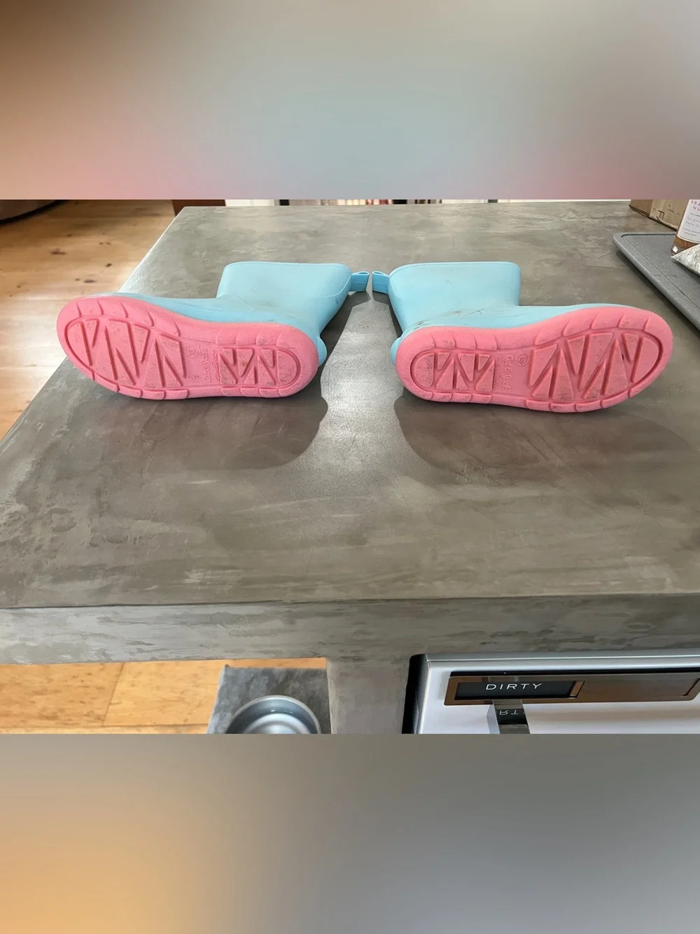 Cat & Jack Light Blue Kids Rain Boots with Pink Soles